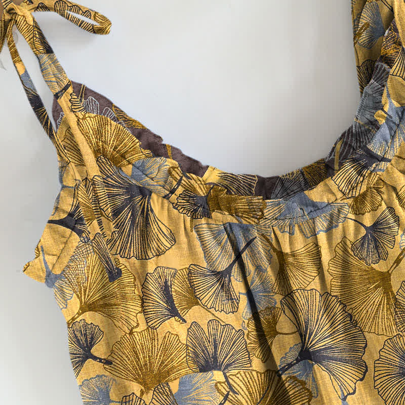 Ensemble de détente Ownkoti rétro en coton à motif feuille de ginkgo - image 2