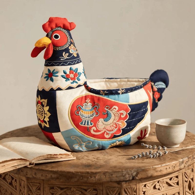 Panier de rangement pour poulet en patchwork folklorique Ownkoti - image 1