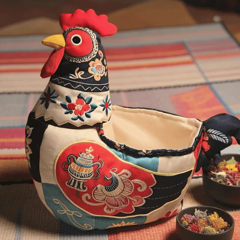 Panier de rangement pour poulet en patchwork folklorique Ownkoti - image 2