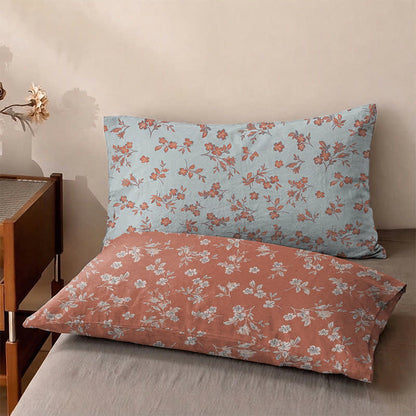 Couvre-lit en gaze de coton à fleurs bordeaux Ownkoti - 2 taies d'oreiller - 19" x 29" - image 3