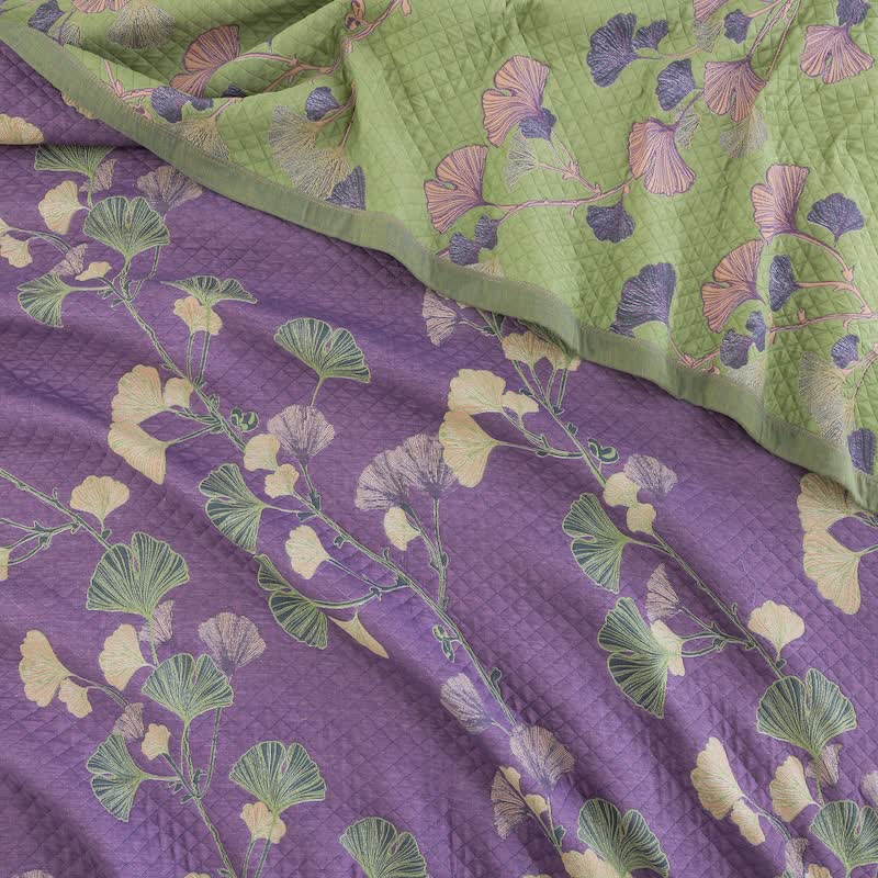 Couverture en gaze de coton à motif de feuilles de ginkgo Ownkoti - image 5