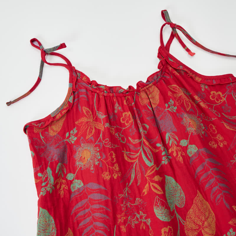 Ensemble de détente Ownkoti Retro Red Leaf Cotton Cami Lounge Set - image 2