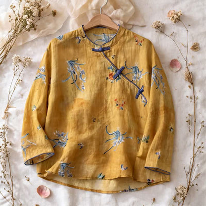 Haut à manches longues Ownkoti Vintage Floral Insect - Jaune - 2XL - image 0