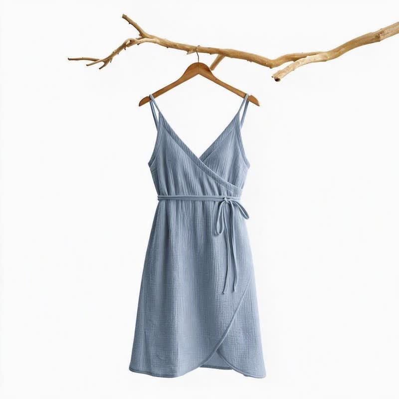 Robe d'intérieur sans manches unie Ownkoti - Bleu - L - image 5