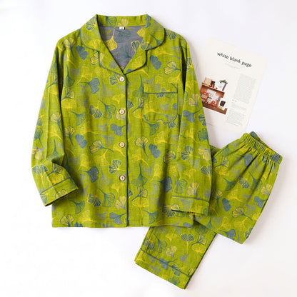 Ensemble kimono de détente en coton à motif de feuilles de ginkgo Ownkoti - image 14