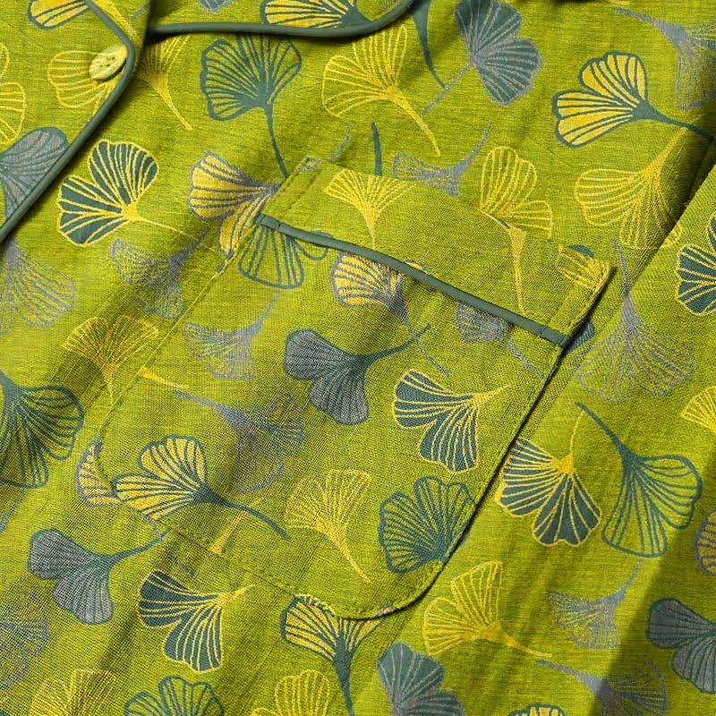 Ensemble kimono de détente en coton à motif de feuilles de ginkgo Ownkoti - image 10