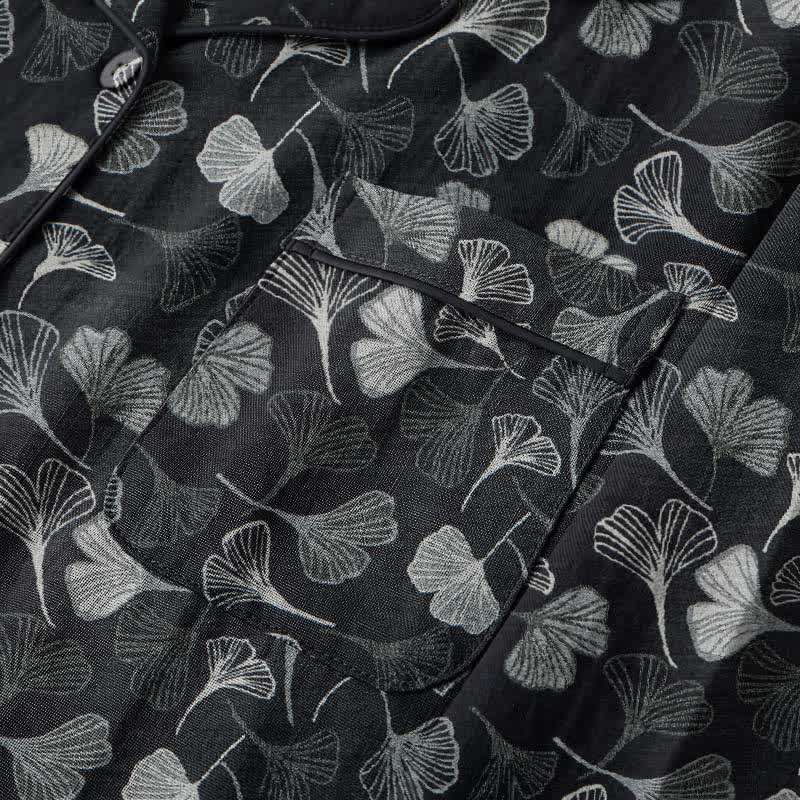 Ensemble de vêtements d'intérieur à manches longues en coton à motif feuille de ginkgo Ownkoti - image 10