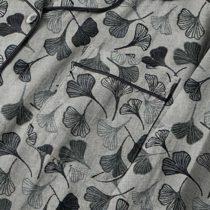 Ensemble de vêtements d'intérieur à manches longues en coton à motif feuille de ginkgo Ownkoti - image 2