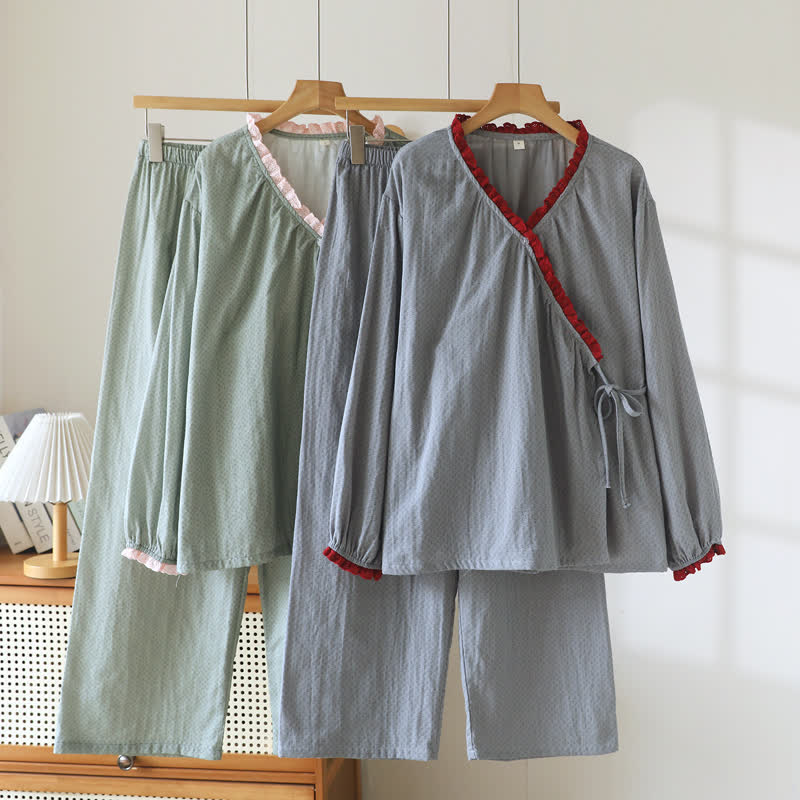 Ensemble de vêtements d'intérieur en coton à nouer sur le côté Ownkoti - image 6