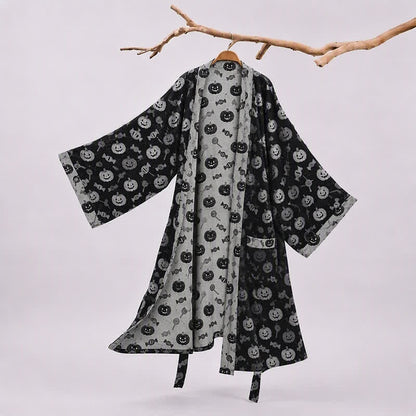 Robe kimono en coton Ownkoti Halloween citrouille bonbon - Noir - 2XL - image 0