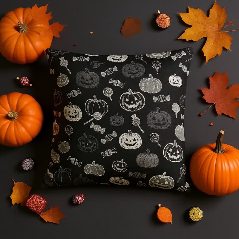 Oreiller en coton Ownkoti citrouille bonbon d'Halloween - image 2