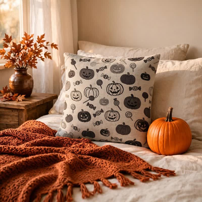 Oreiller en coton Ownkoti citrouille bonbon d'Halloween - image 7