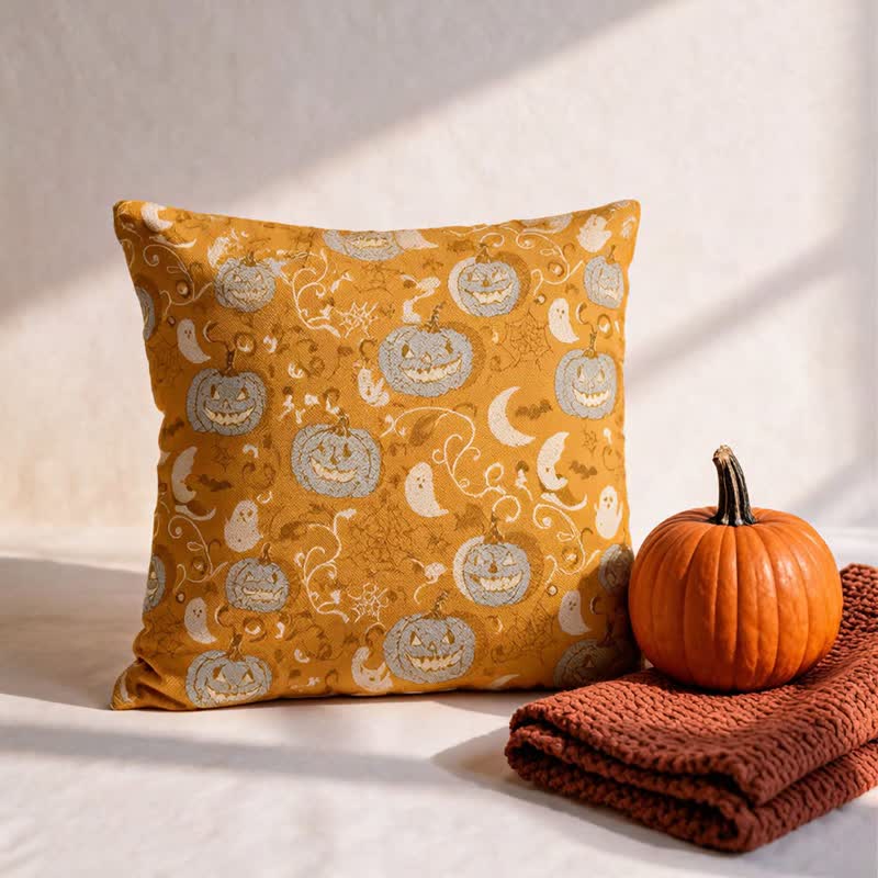 Coussin décoratif en coton Ownkoti Orange Pumpkin Ghost - image 1