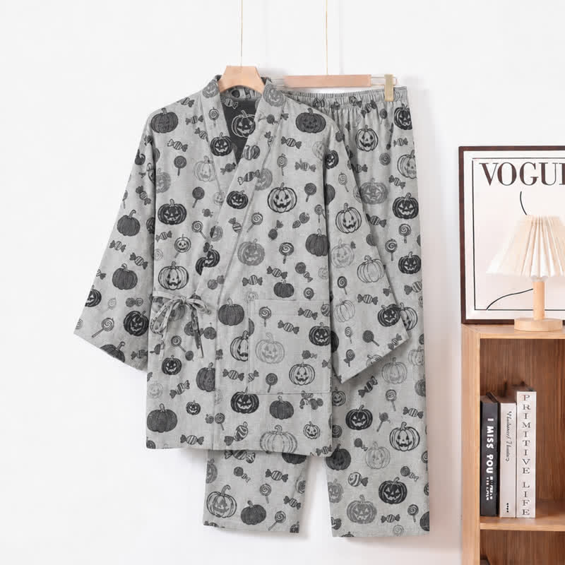 Ensemble pyjama kimono en coton Ownkoti Pumpkin Candy - Blanc - XL - image 4