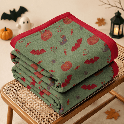 Couverture en coton Ownkoti Halloween citrouille chat araignée - Vert - Couverture - 98" x 94" - image 5
