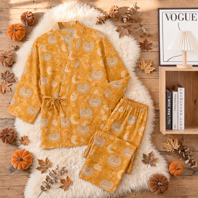 Ensemble pyjama kimono en coton Ownkoti Halloween citrouille fantôme - image 3