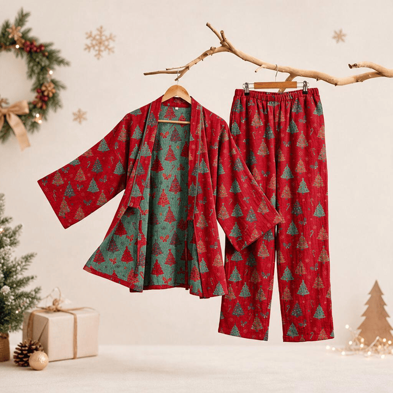 Ensemble kimono de Noël en coton Ownkoti - Rouge - XL - image 8