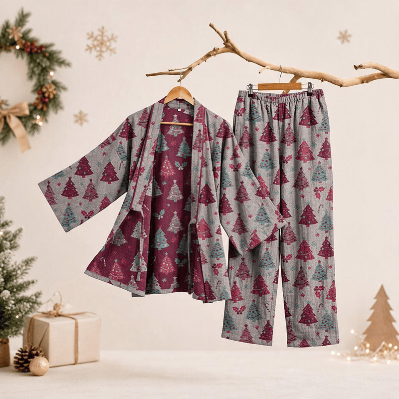 Ensemble kimono de Noël en coton Ownkoti - Beige - XL - image 24