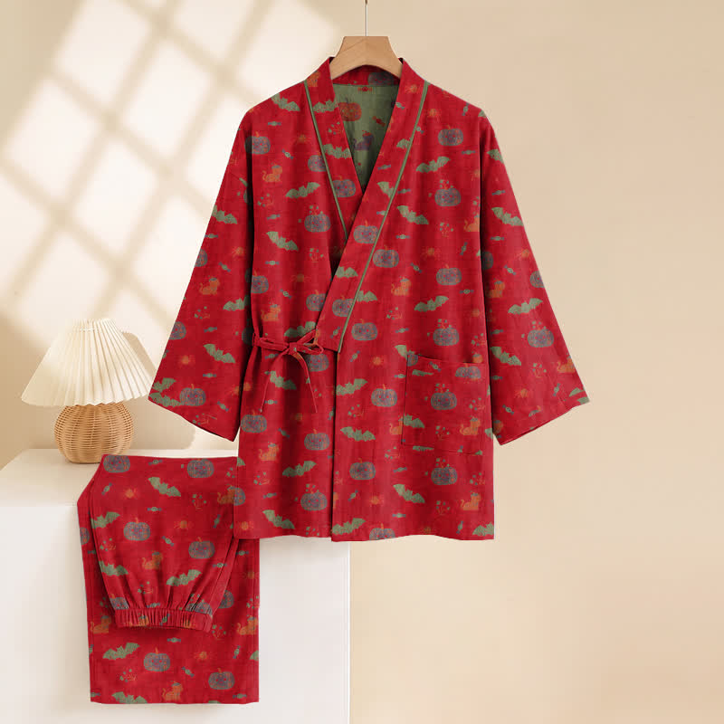 Ensemble pyjama en coton Ownkoti Halloween citrouille chauve-souris - image 5