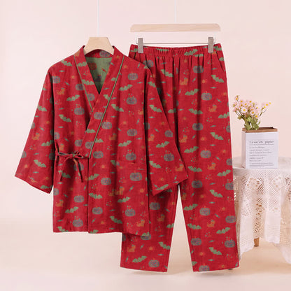 Ensemble pyjama en coton Ownkoti Halloween citrouille chauve-souris - image 3
