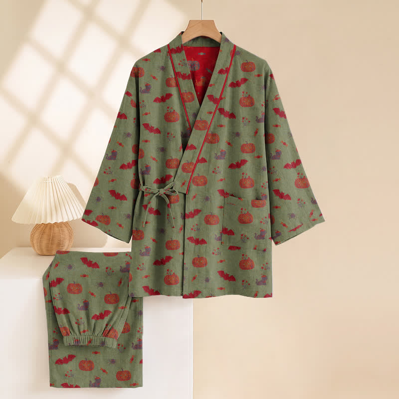 Ensemble pyjama en coton Ownkoti Halloween citrouille chauve-souris - image 14
