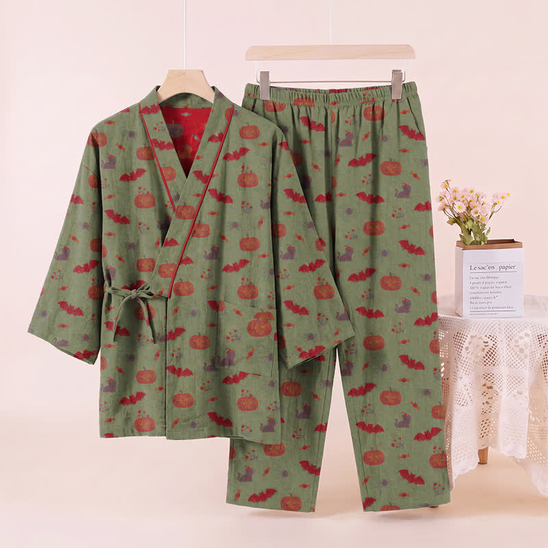 Ensemble pyjama en coton Ownkoti Halloween citrouille chauve-souris - image 12