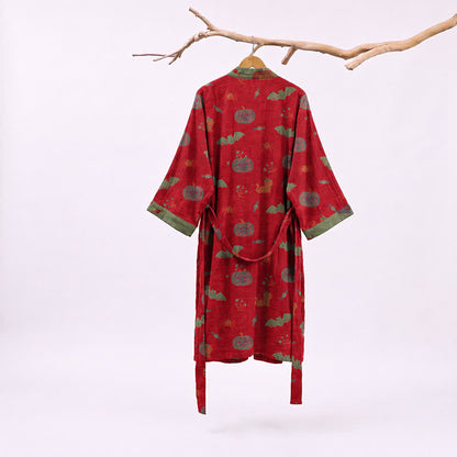 Robe kimono en coton Ownkoti Halloween citrouille chat - image 1