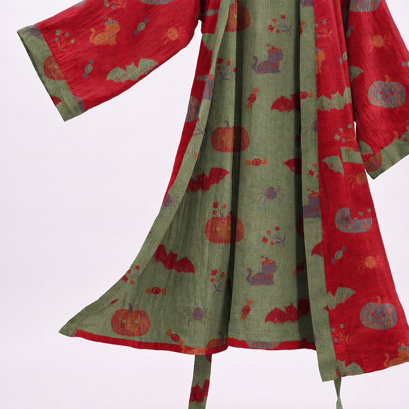 Robe kimono en coton Ownkoti Halloween citrouille chat - image 4