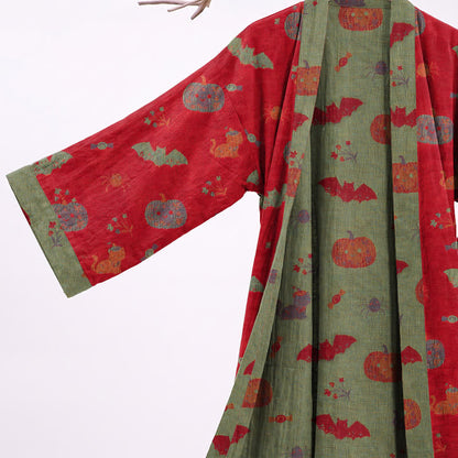 Robe kimono en coton Ownkoti Halloween citrouille chat - image 3