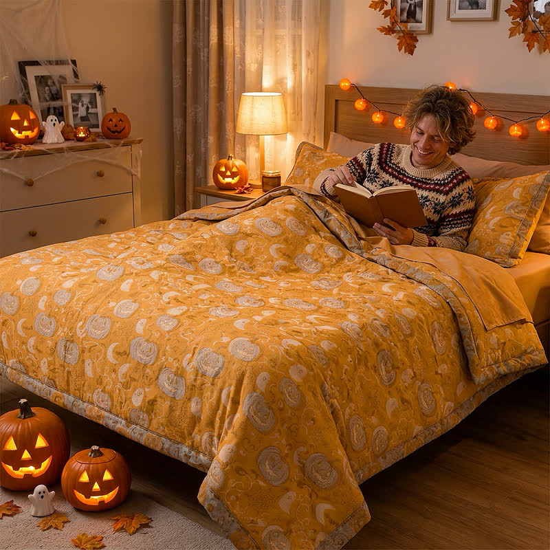 Couverture en coton Ownkoti orange citrouille d'Halloween - image 4