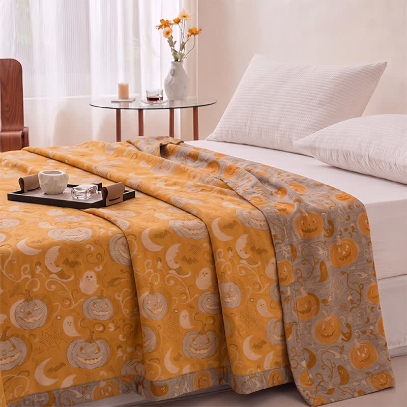 Couverture en coton Ownkoti orange citrouille d'Halloween - image 3