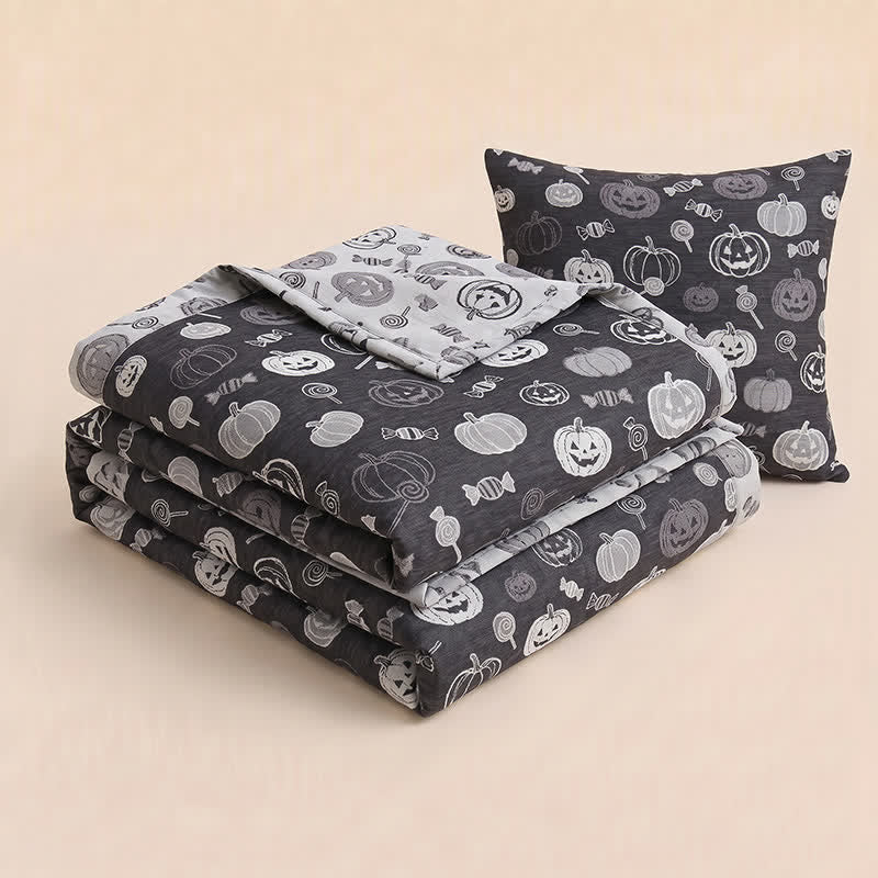 Couverture en coton Ownkoti noire citrouille bonbon d'Halloween - image 4