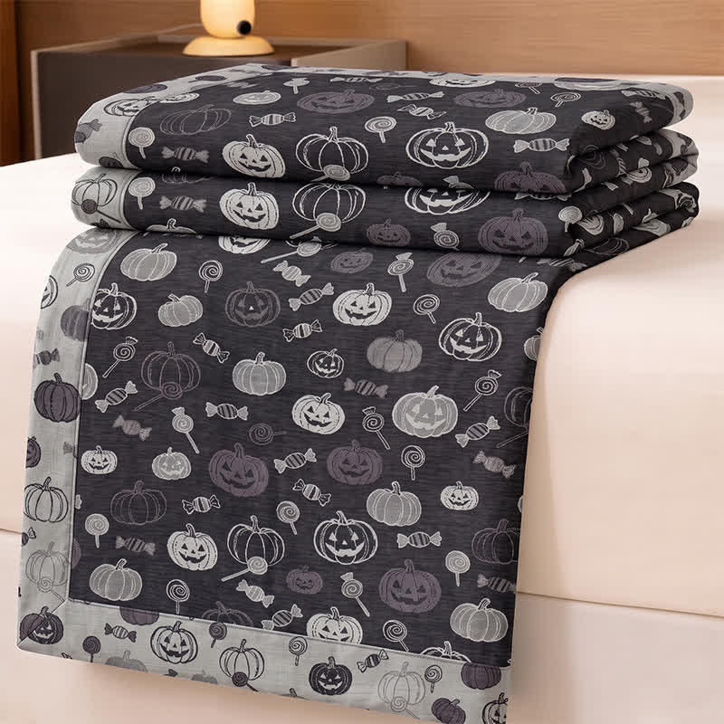 Couverture en coton Ownkoti noire citrouille bonbon d'Halloween - image 1