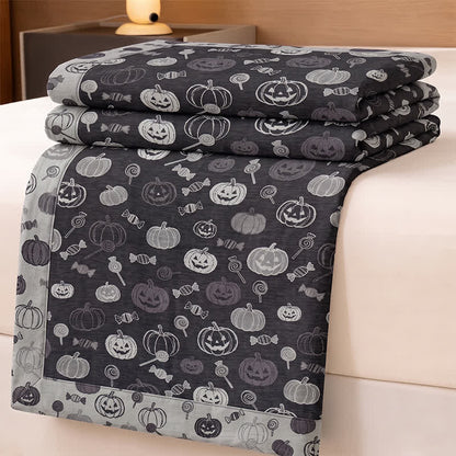 Couverture en coton Ownkoti noire citrouille bonbon d'Halloween - image 1