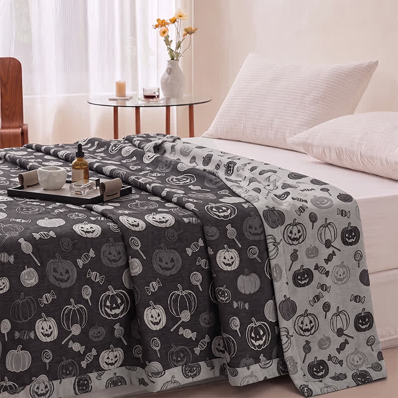 Couverture en coton Ownkoti noire citrouille bonbon d'Halloween - image 3