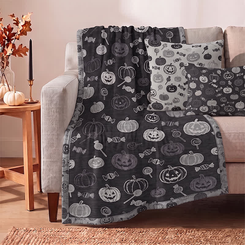 Couverture en coton Ownkoti noire citrouille bonbon d'Halloween - image 2