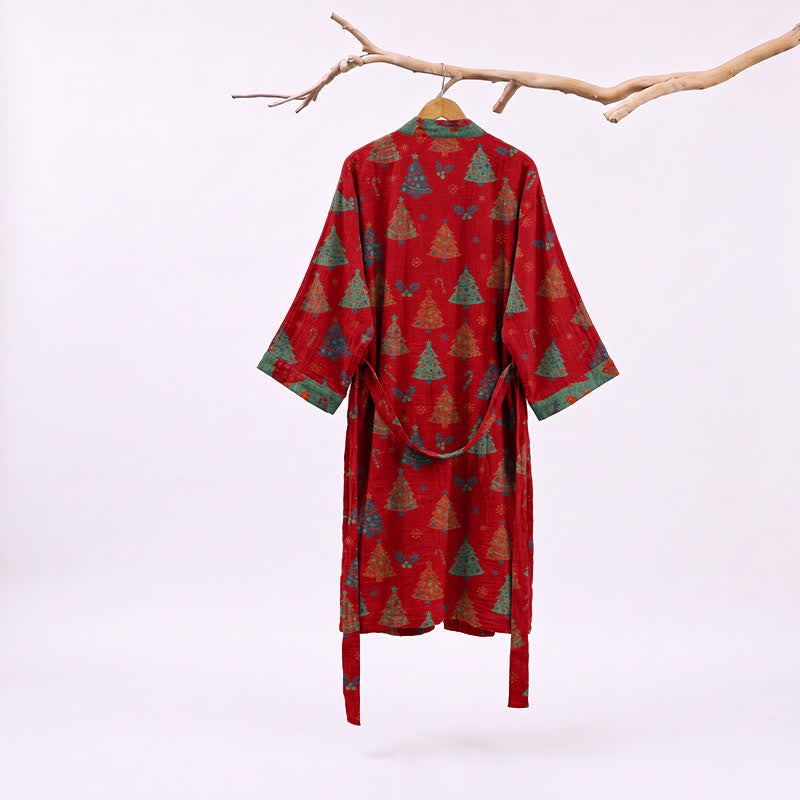 Kimono de Noël Ownkoti en gaze de coton, motif sapin de Noël - image 1