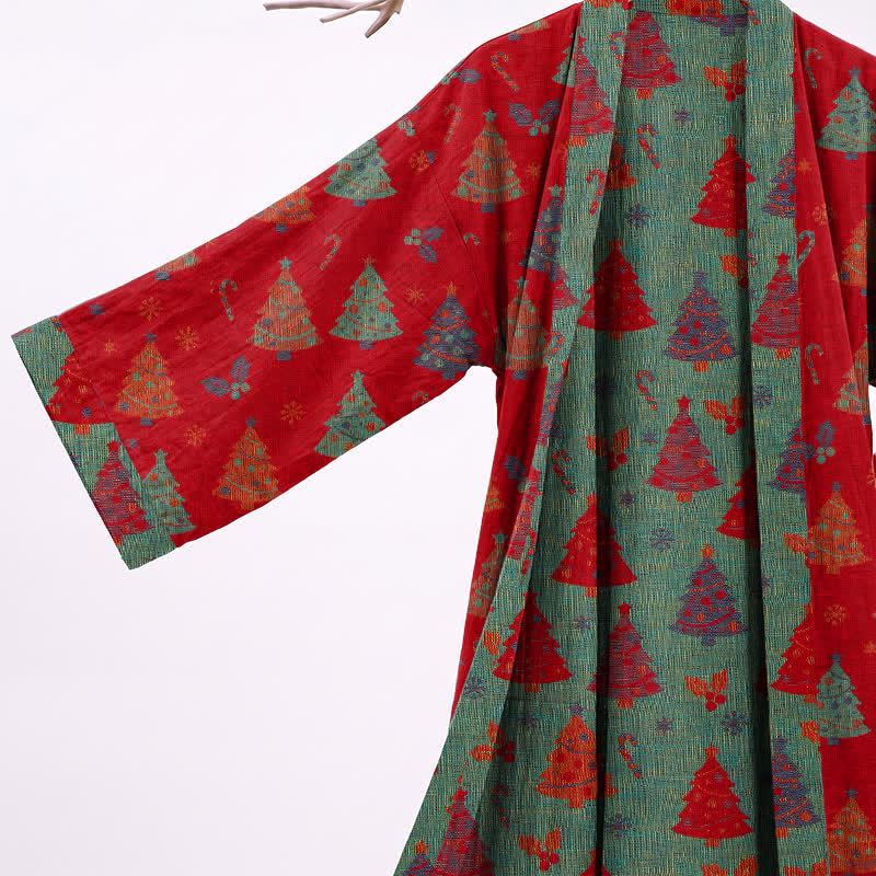 Kimono de Noël Ownkoti en gaze de coton, motif sapin de Noël - image 3