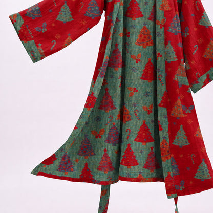 Kimono de Noël Ownkoti en gaze de coton, motif sapin de Noël - image 4