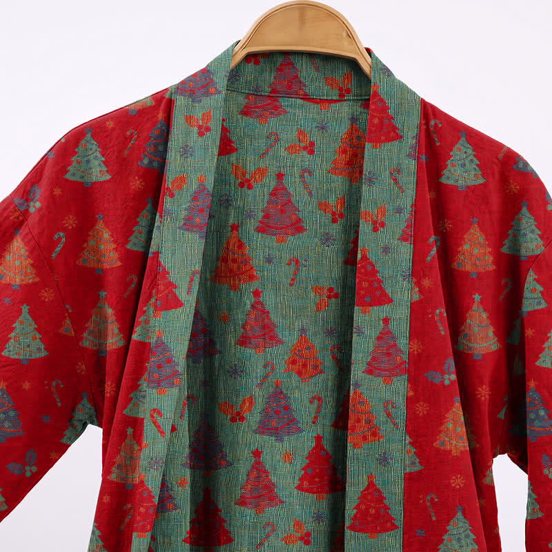 Kimono de Noël Ownkoti en gaze de coton, motif sapin de Noël - image 2