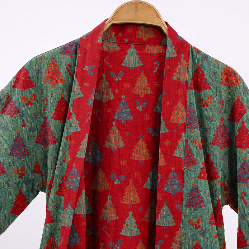 Kimono de Noël Ownkoti en gaze de coton, motif sapin de Noël - image 8
