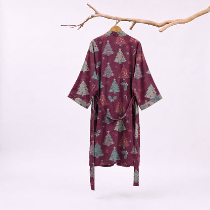 Kimono de Noël Ownkoti en gaze de coton, motif sapin de Noël - image 13