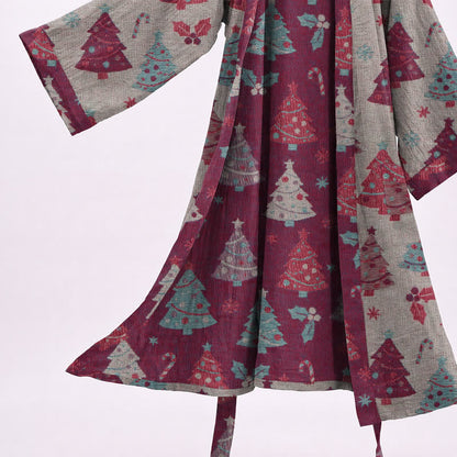 Kimono de Noël Ownkoti en gaze de coton, motif sapin de Noël - image 22