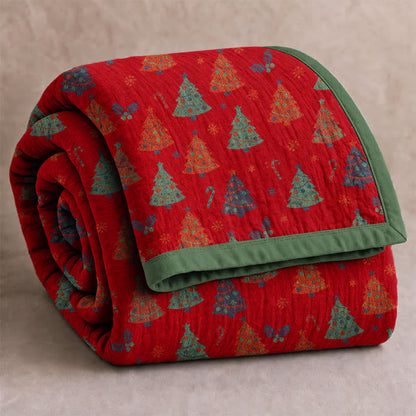 Couverture en gaze de coton Ownkoti Festive Christmas Tree - image 1