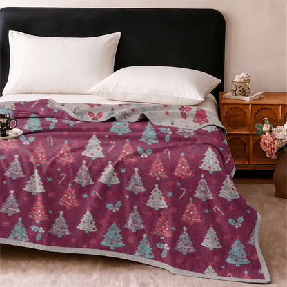 Couverture en gaze de coton Ownkoti Festive Christmas Tree - Violet - 2 taies d'oreiller - 20 po x 36 po - image 13