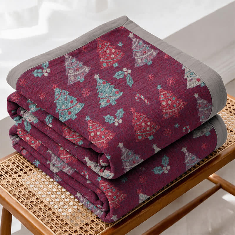Couverture en gaze de coton Ownkoti Festive Christmas Tree - Violet - Couverture - 98" x 94" - image 10