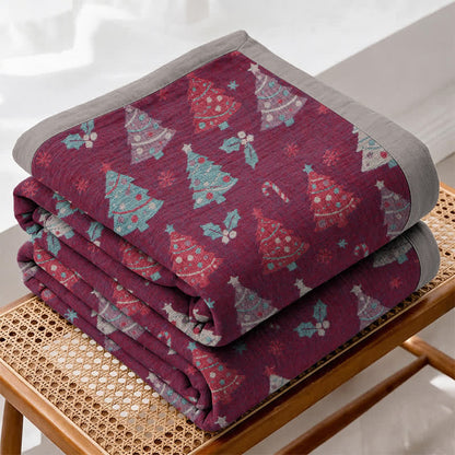 Couverture en gaze de coton Ownkoti Festive Christmas Tree - Violet - Couverture - 98" x 94" - image 10