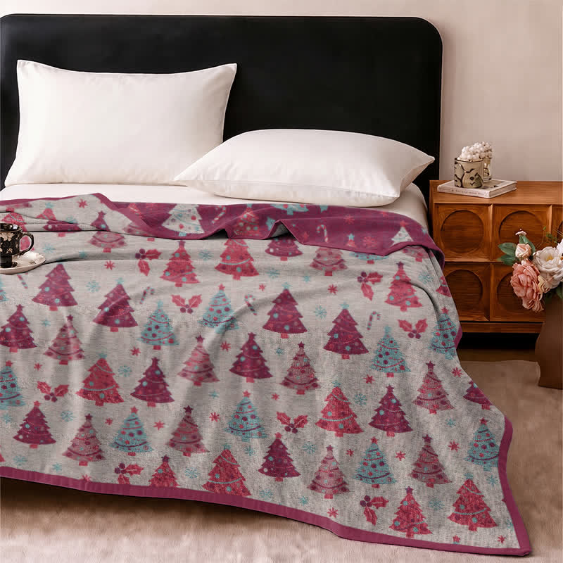 Couverture en gaze de coton Ownkoti Festive Christmas Tree - Beige - 2 taies d'oreiller - 20 po x 36 po - image 18