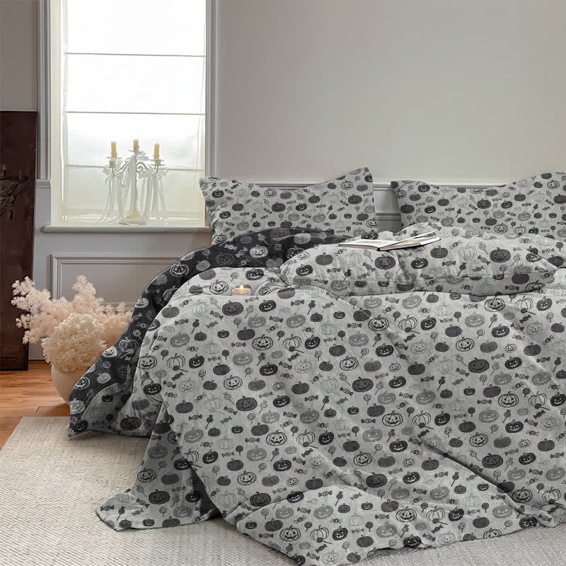 Ensemble de literie en coton Ownkoti Halloween Monochrome Citrouille - image 13