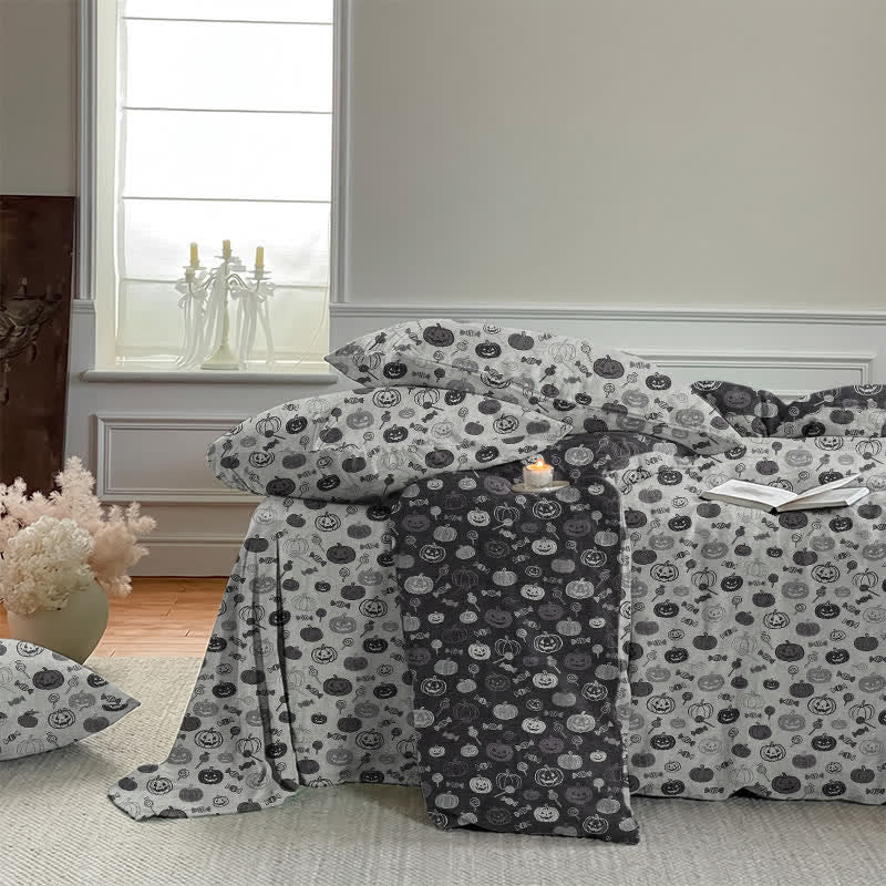 Ensemble de literie en coton Ownkoti Halloween Monochrome Citrouille - image 14